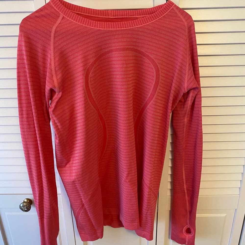 Pink lululemon swiftly long sleeve